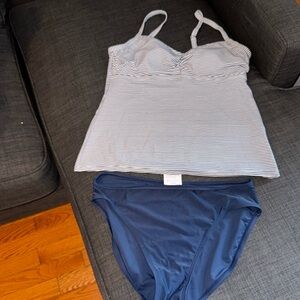 Blue & White Bathing Suit [Two Piece]